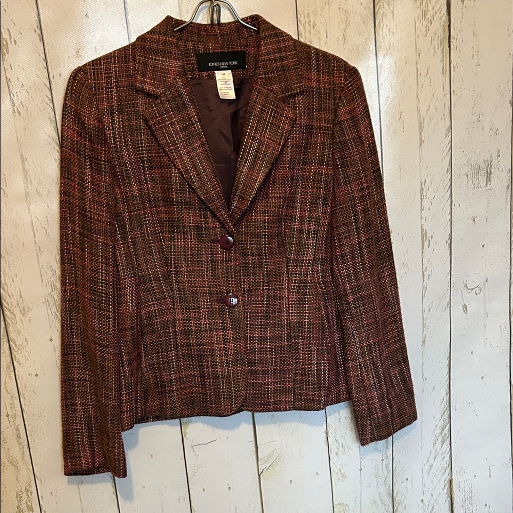 Jones New York Women's Blazer - Burgundy and Brown